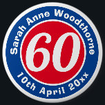 Name, Age, & Date on a Birthday Button Badge<br><div class="desc">Commemorate a significant birthday with a badge which is decorated with the name of the recipient,  as well as their age,  and date of birth.</div>