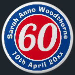 Name, Age, & Date on a Birthday Button Badge<br><div class="desc">Commemorate a significant birthday with a badge which is decorated with the name of the recipient,  as well as their age,  and date of birth.</div>