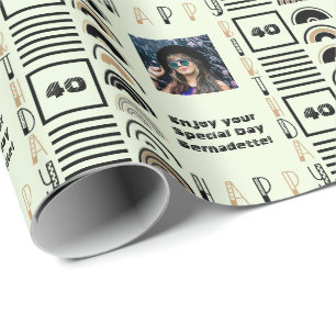 Name Age Sentiment Retro Rainbow Brown Black Sage Wrapping Paper