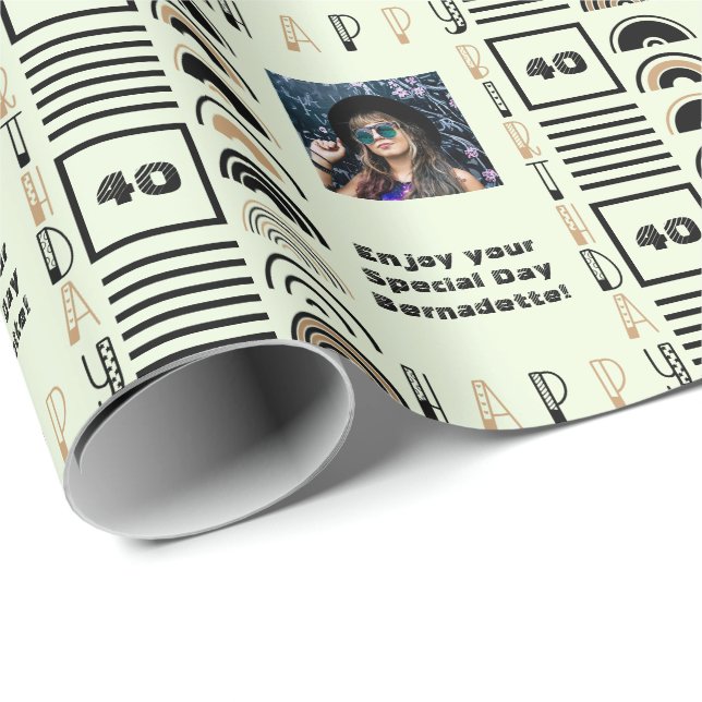 Name Age Sentiment Retro Rainbow Brown Black Sage Wrapping Paper (Roll Corner)