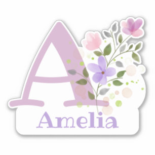 Name Amelia plus Initial with Floral Design