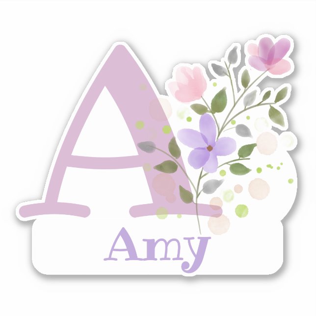 Name Amy and Initial with Floral Design (Front)