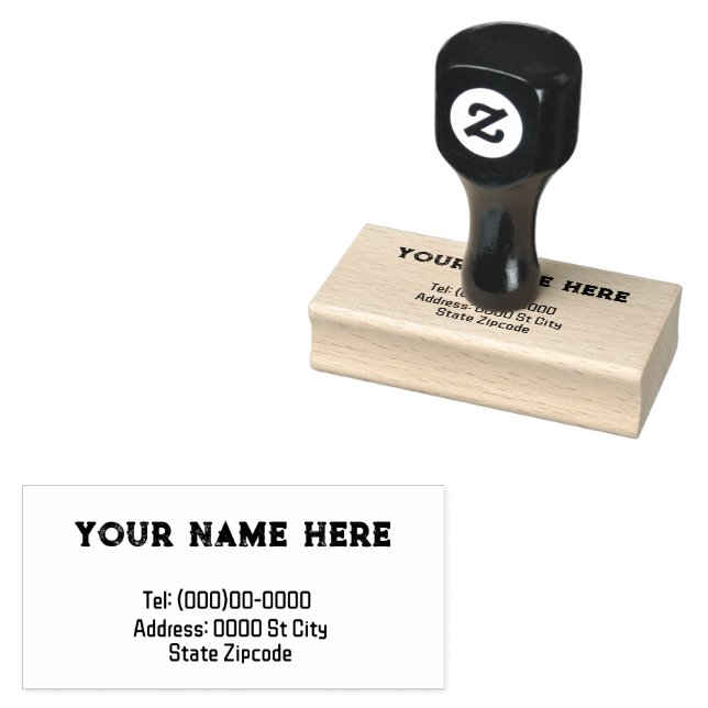 Name and Address Customisable Rubber Stamp (Stamped)