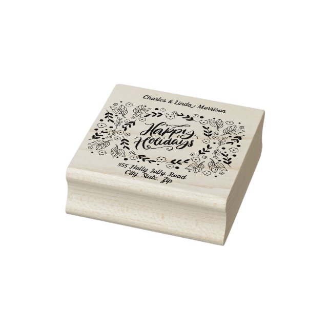 Name and Address, Happy Holidays, Rubber Stamp (Stamp)