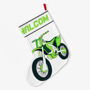 NAME and Age or Number Dirt Bike Motorcycle Large Christmas Stocking