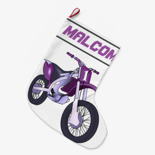 NAME and Age or Number Dirt Bike Motorcycle Large Christmas Stocking