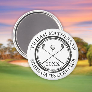 Name And Club Name Date Black and White Magnet