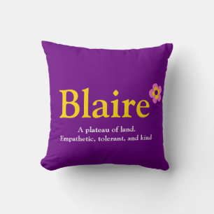 Name and flowers text purple pink yellow pillow