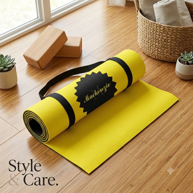 Name and Initial on Sunny Yellow Yoga Mat (Name and Initial on Sunny Yellow Yoga Mat)