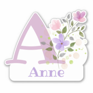 Name and Initial with Floral Design Cut-Out Sticke