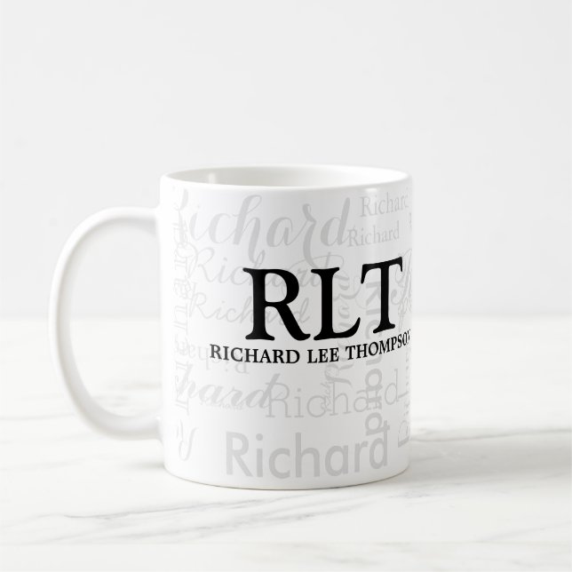 Name and Initials Personalised Modern Monogram Mug (Left)