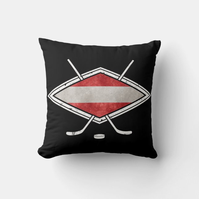 Name And Number Austrian Hockey Logo Cushion (Front)