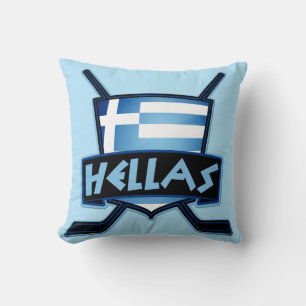 Name And Number Greece Hockey Logo Cushion