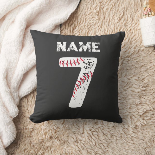 Name and Numbered 7 Baseball, Baseball Team Cushion (Blanket)