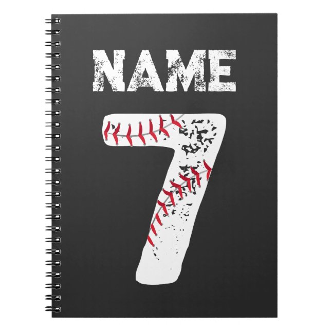 Name and Numbered 7 Baseball, Baseball Team Notebook (Front)