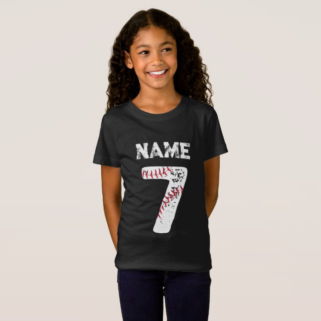 Name and Numbered 7 Baseball, Baseball Team T-Shirt (Front Full)