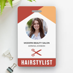Name and Photo Beauty Salon Hair Stylist ID Card Badge
