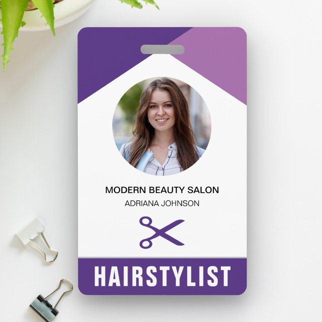 Name and Photo Beauty Salon Hair Stylist ID Card ID Badge (Creator Uploaded)
