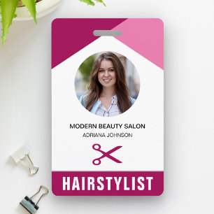 Name and Photo Beauty Salon Hair Stylist ID Card ID Badge