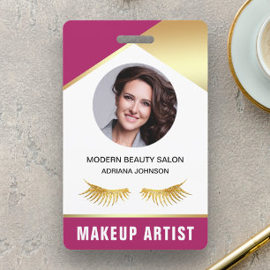 Name and Photo Beauty Salon Makeup Artist ID Card ID Badge