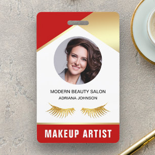 Name and Photo Beauty Salon Makeup Artist ID Card ID Badge