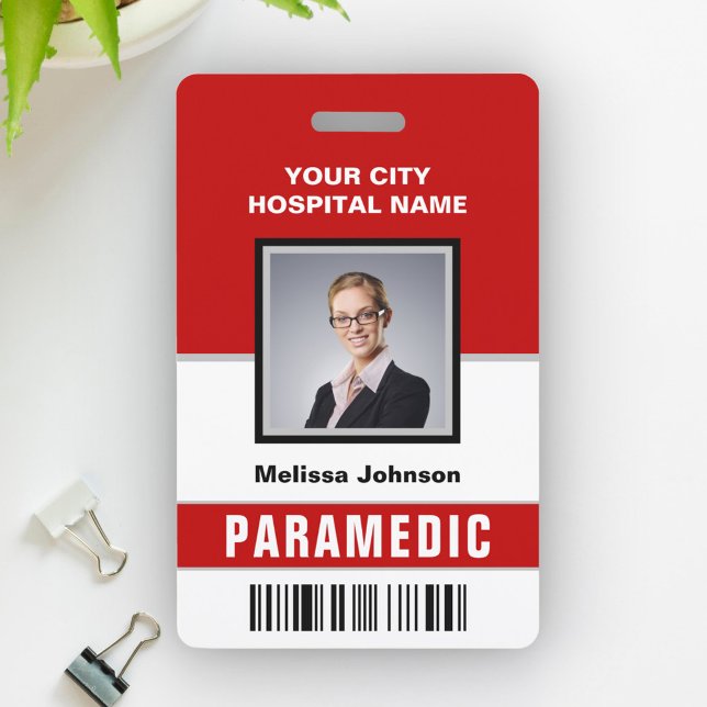 Name and Photo Medical Emergency Paramedic ID Card Badge (Creator Uploaded)