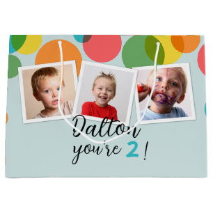 Name and Photos Boys Birthday Personalised Large Gift Bag