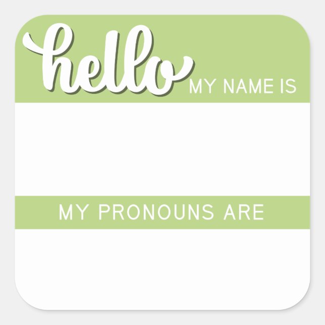 Name and Pronoun Tag – Green Square (Front)