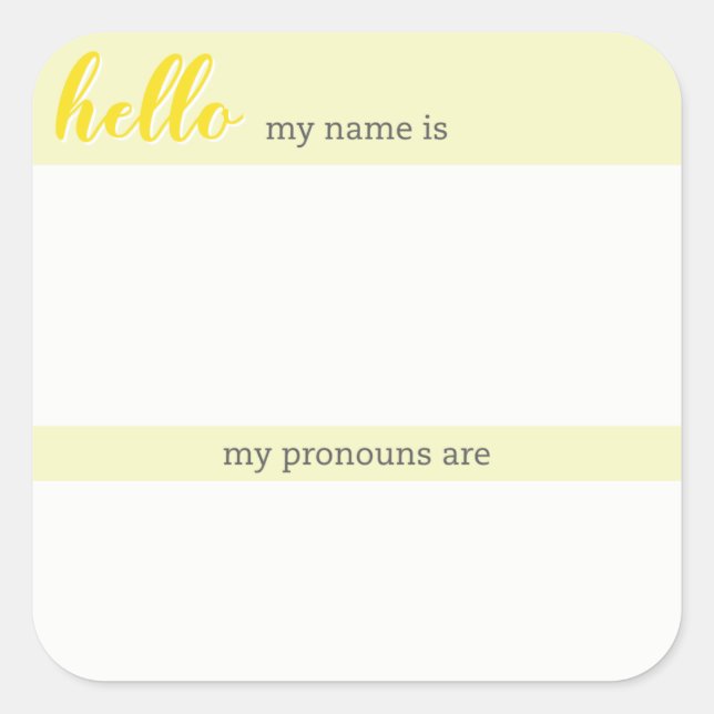 Name and Pronoun Tag – Yellow Square (Front)