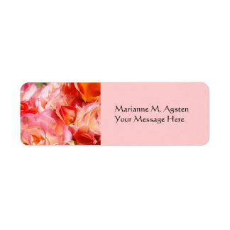Name and Tilte Message Labels Pink Rose Flowers