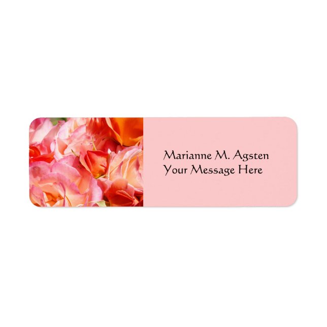 Name and Tilte Message Labels Pink Rose Flowers (Front)