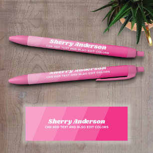 Name and Title Calligraphy - Retro Stripes Rose Black Ink Pen