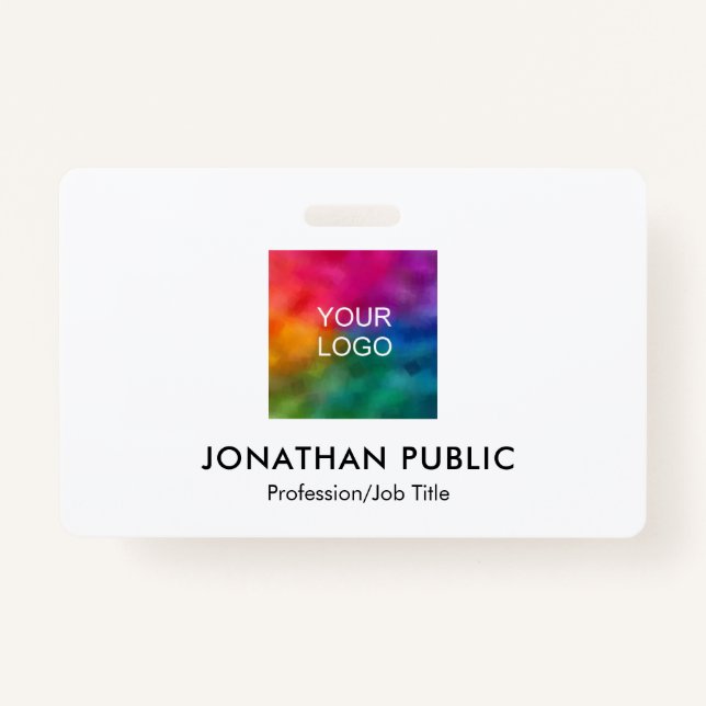 Name And Title Employee Photo Business Logo ID ID Badge (Front)