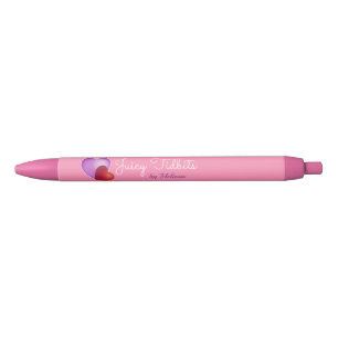 Name and Title with Red and Pink Hearts on Pink Black Ink Pen