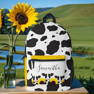 Name Animal Cow Sunflower Printed Backpack