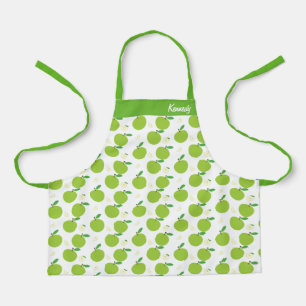Name Apple Fruit Green White Food Pattern Apron