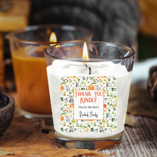 Name, Autumn Pumpkin Thank You Gift Candle Sticker