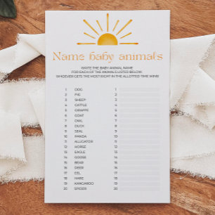 Name Baby Animals Baby Shower Game