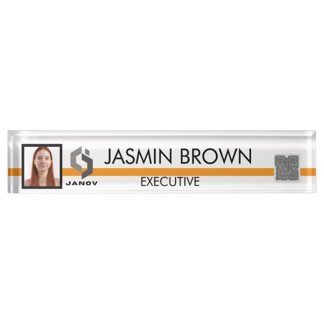 Name Badge Card & Custom QR Code Employee Nameplate (Front)