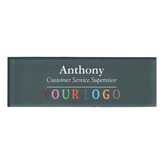 Name Badge Magnet Custom Logo Employee Staff Large (Front)