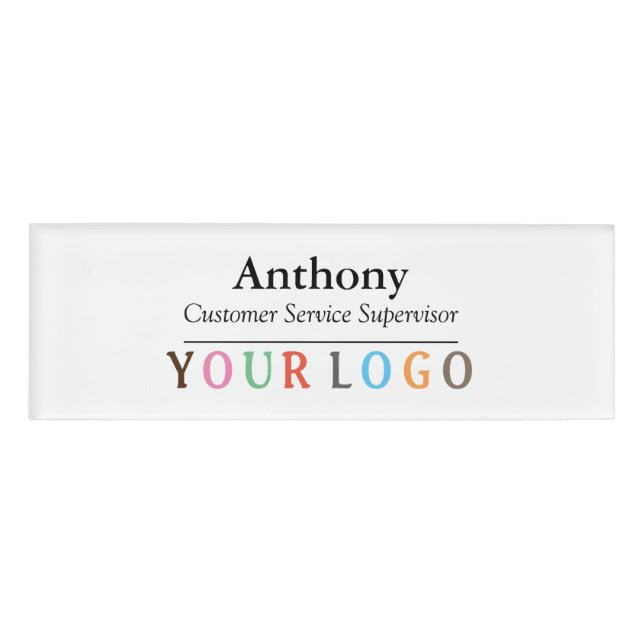 Name Badge Magnet Custom Logo Employee Staff Large (Front)