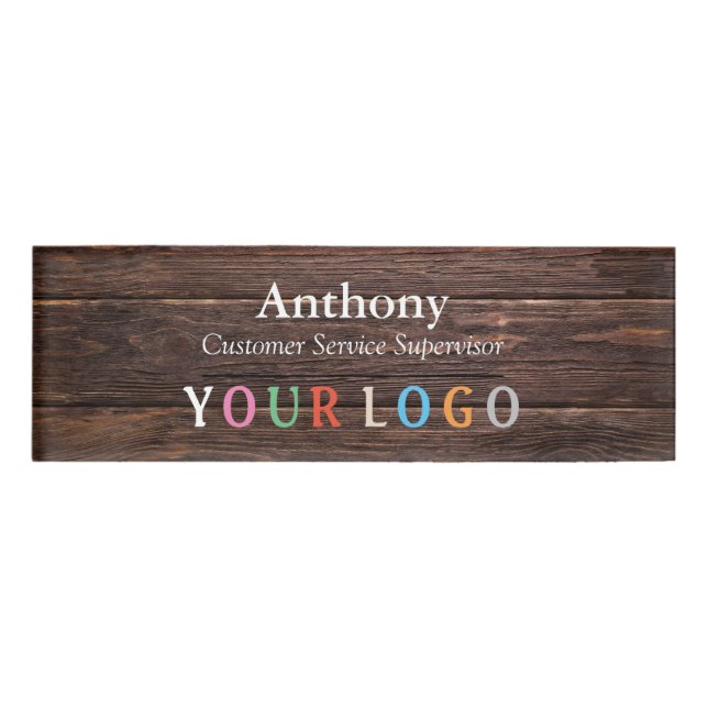 Name Badge Magnet Custom Logo Employee Staff Large (Front)