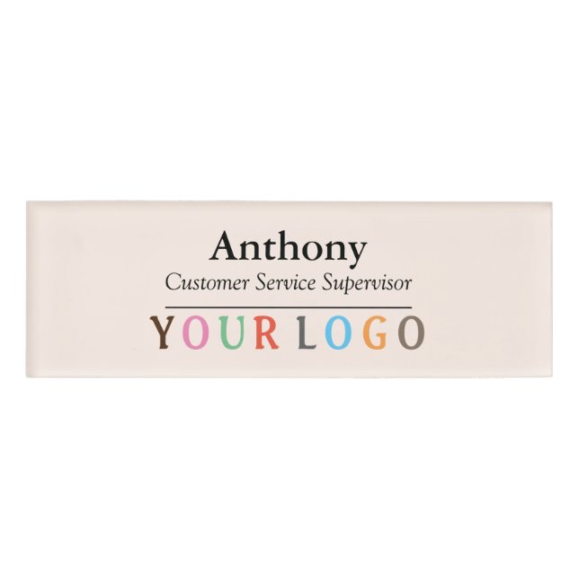 Name Badge Magnet Custom Logo Employee Staff Large (Front)
