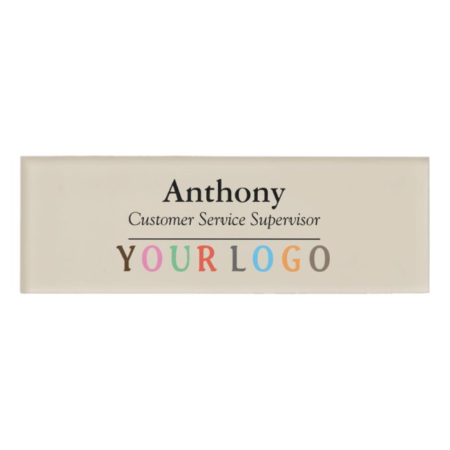 Name Badge Magnet Custom Logo Employee Staff Large (Front)