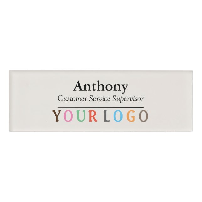Name Badge Magnet Custom Logo Employee Staff Large (Front)