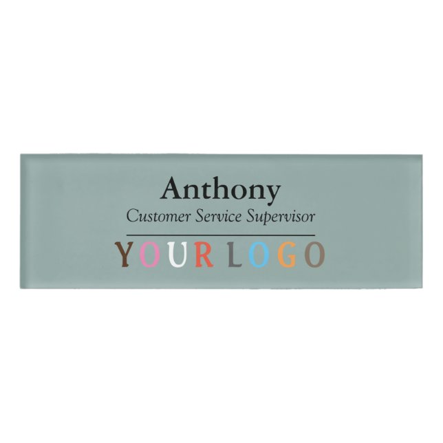 Name Badge Magnet Custom Logo Employee Staff Large (Front)