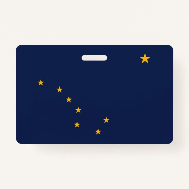 Name Badge with flag of Alaska State, USA ID Badge (Front)