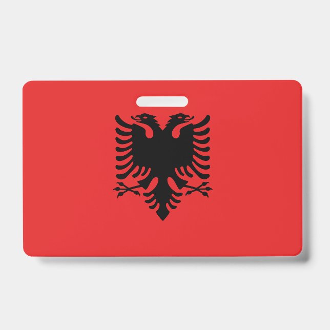 Name Badge with flag of Albania ID Badge (Front)