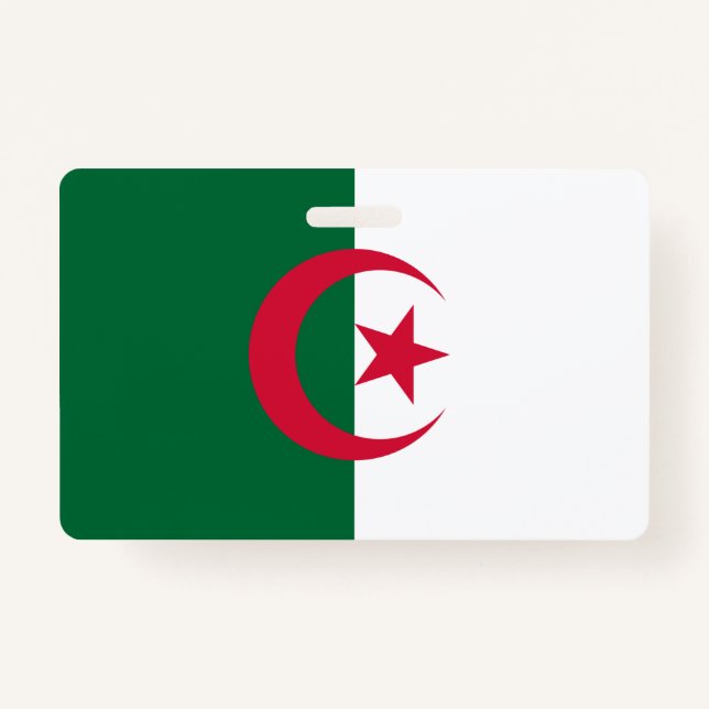 Name Badge with flag of Algeria ID Badge (Front)