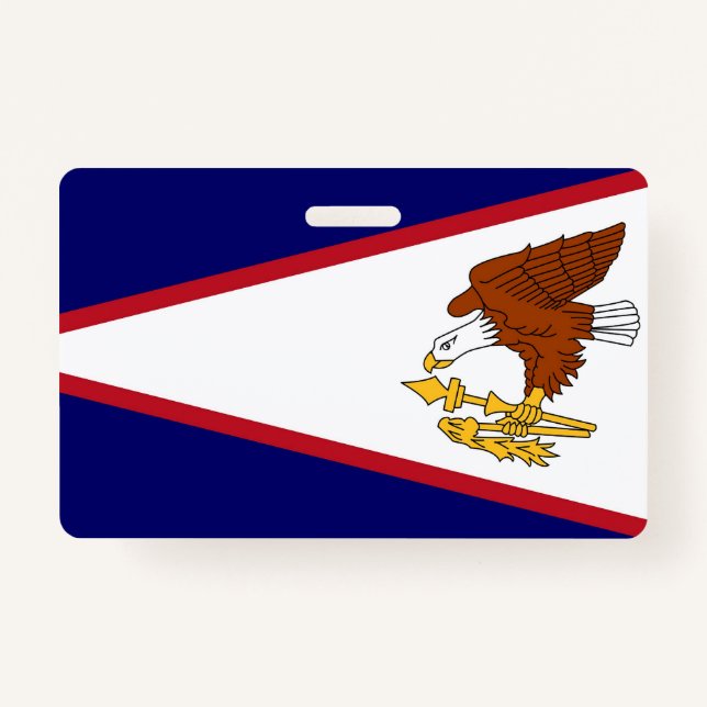 Name Badge with flag of American Samoa, USA ID Badge (Front)